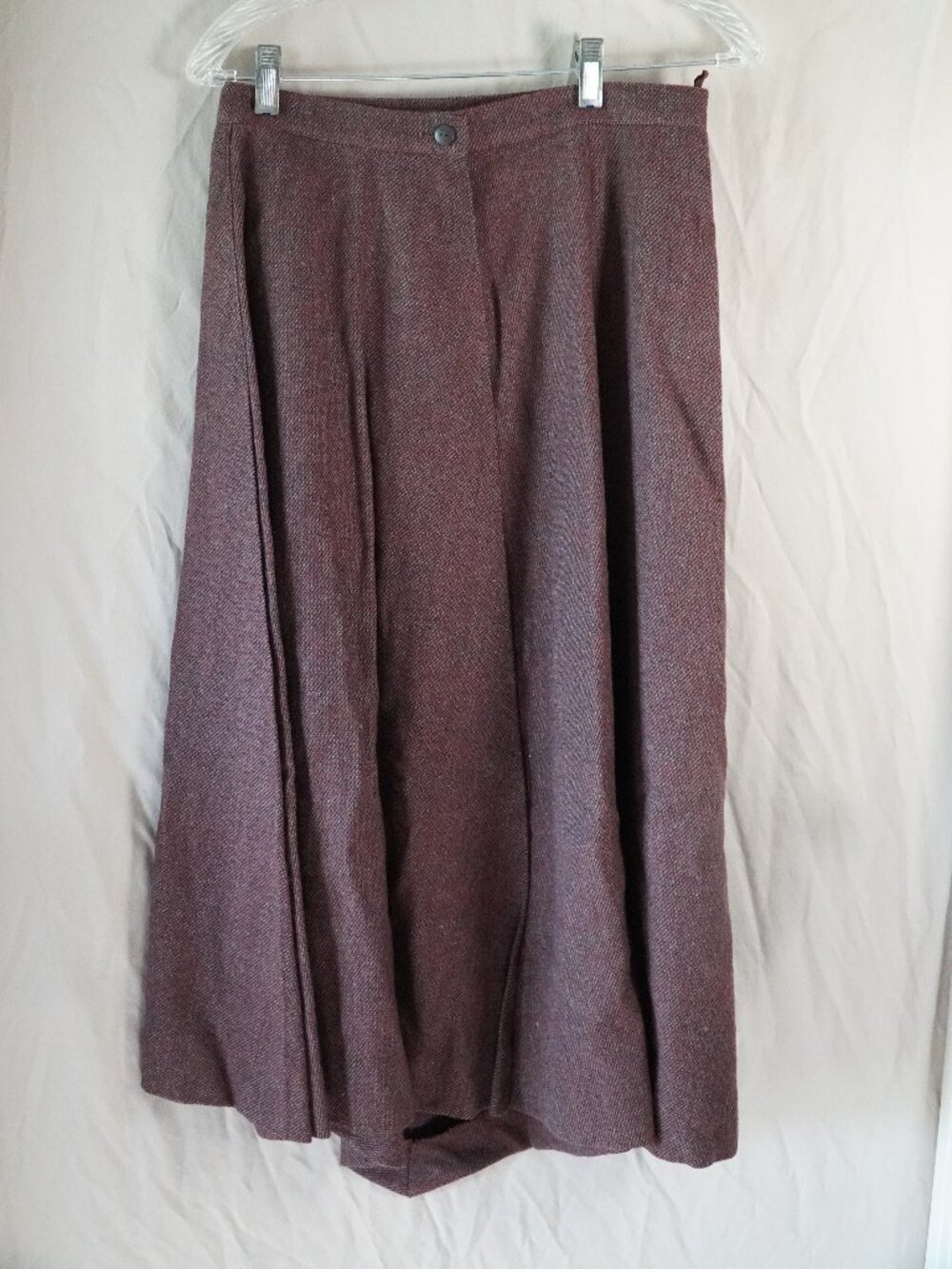 Vintage Hiroko Koshino burgundy wool midi skirt